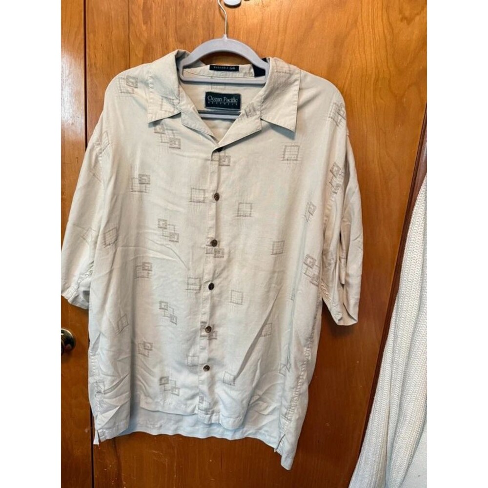 Men's Ocean Pacific Shirt Tropical Lightweight Soft Large Button Up Silk